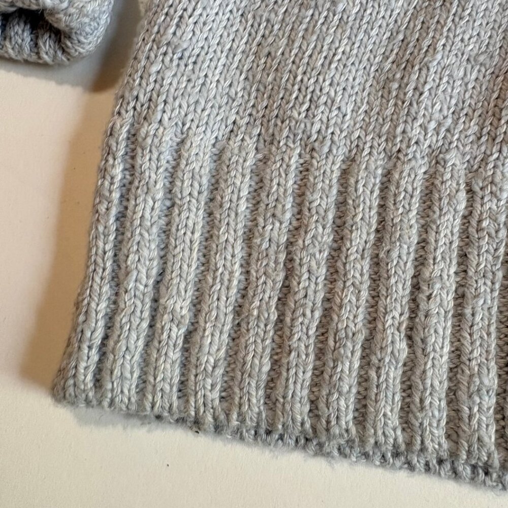 L.L. Bean Fair Isle Sweater Womens M Petite Gray Cotton Nordic Crewneck - Picture 5 of 9